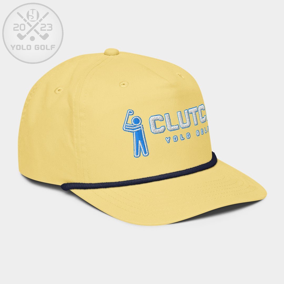 Shop best "Clutch" Golf Rope Cap (White Teal Embroidery) at YOLO Yard