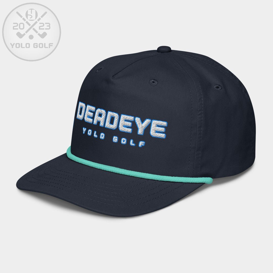 Shop best "Deadeye" Golf Rope Cap (White Teal Embroidery) at YOLO Yard