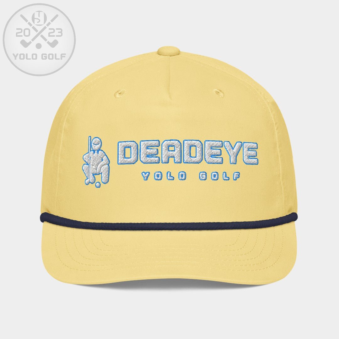 Shop best "Deadeye" Golf Rope Cap (White Teal Embroidery) at YOLO Yard