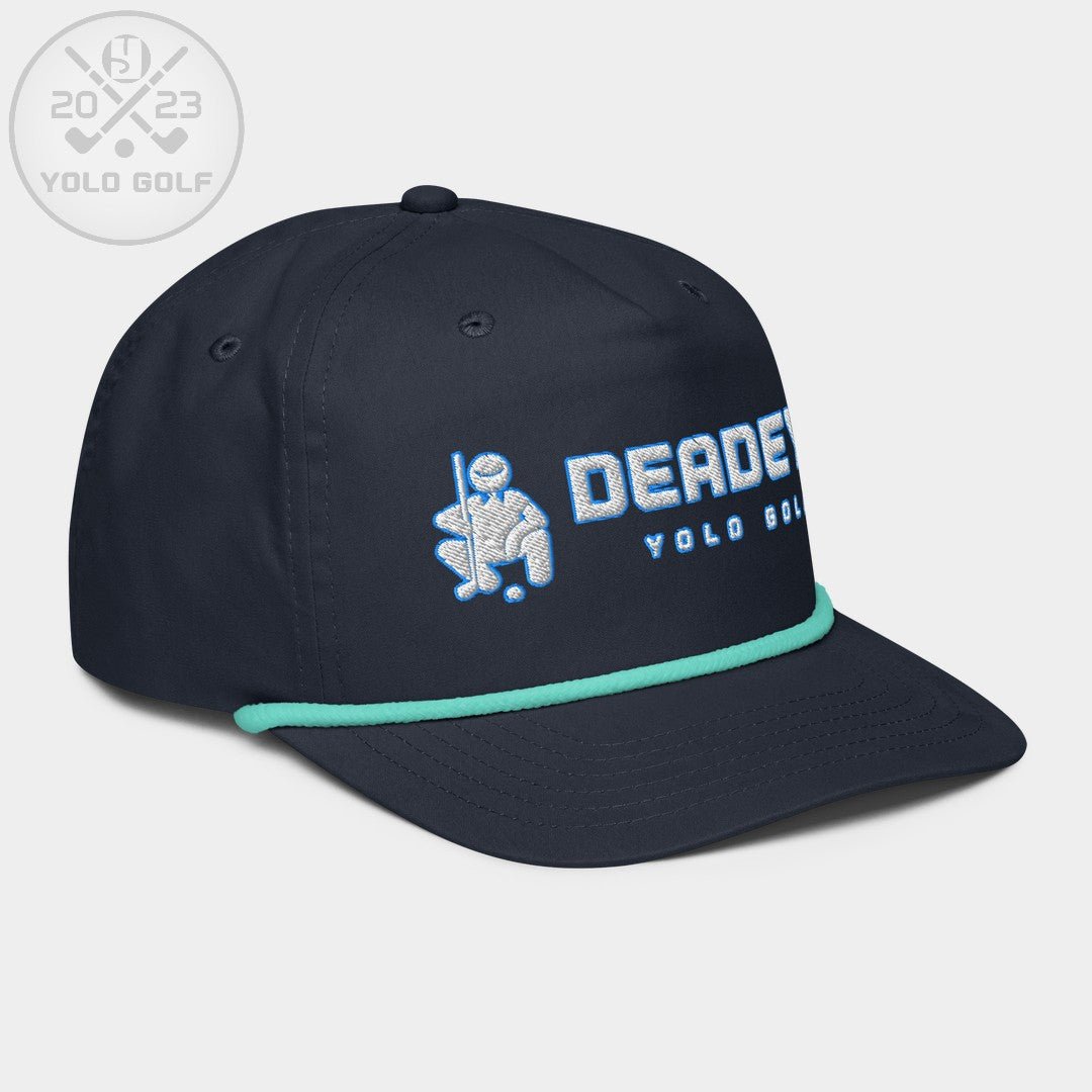 Shop best "Deadeye" Golf Rope Cap (White Teal Embroidery) at YOLO Yard