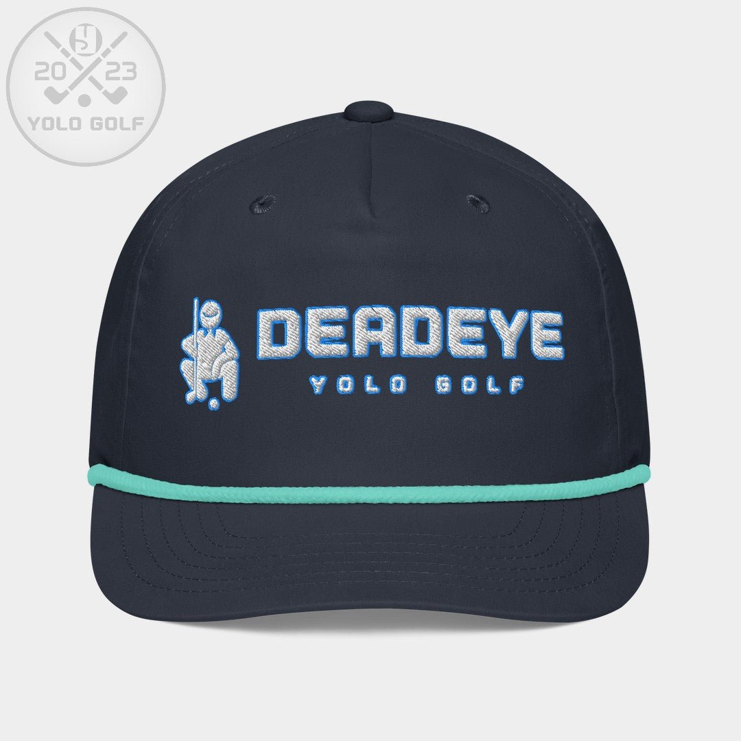 Shop best "Deadeye" Golf Rope Cap (White Teal Embroidery) at YOLO Yard