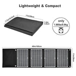 Lightweight and compact EcoLite Charge solar panel dimensions, weighing only 1.98 lbs and folding to 11x7.7 inches.