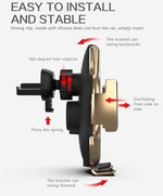 Back view of wireless fast charge car phone holder with 360-degree rotation and soft silicone clip for easy installation.