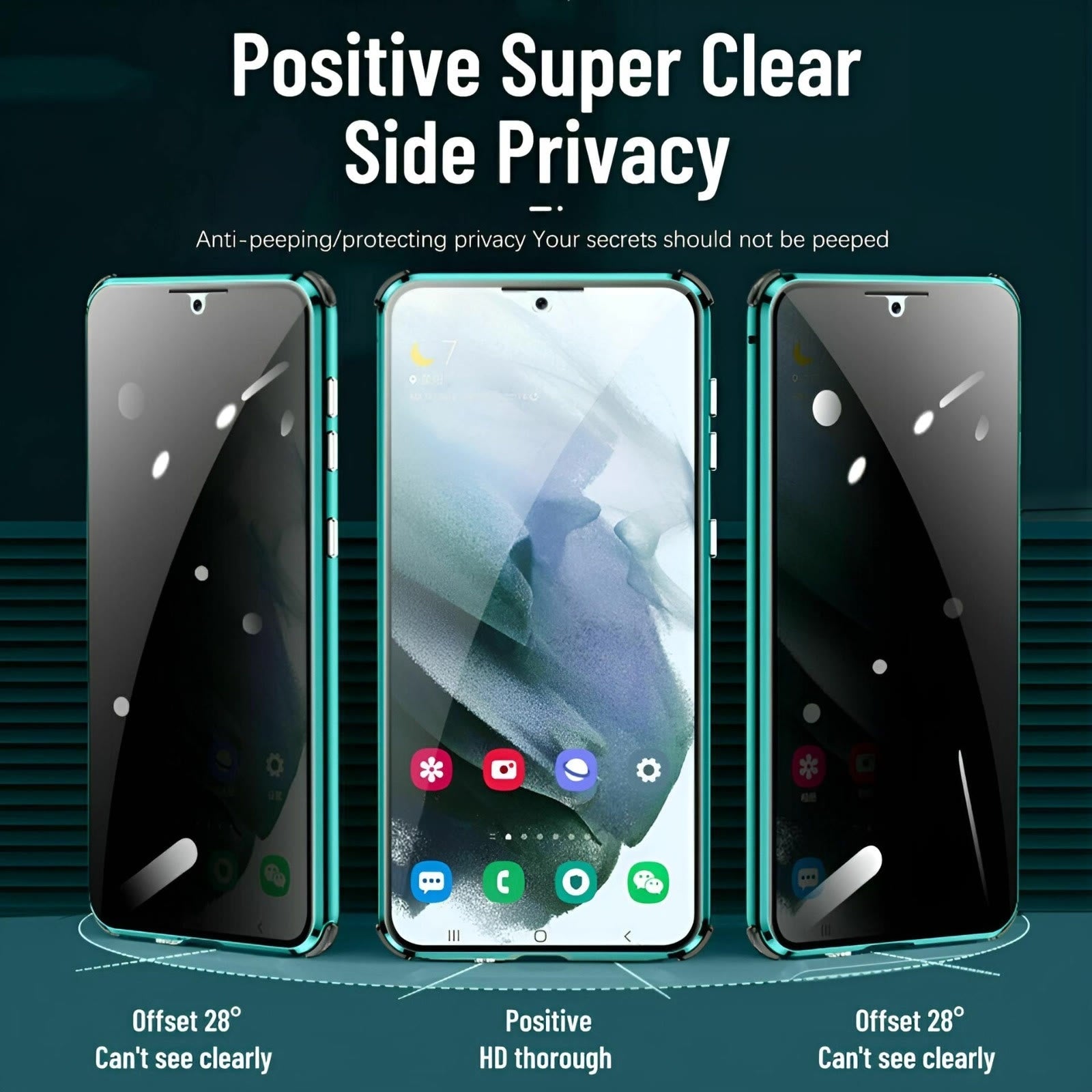 Galaxy Guard Magnetic Privacy Armor S21 - S10, Note Magnetic Closure Aluminum Casing Tempered Glass Anti - Shock Shell