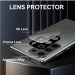 Lens protector feature of Galaxy Guard phone case with HD lens, precise fit, and aluminum alloy frame for Samsung Galaxy S24 Ultra.