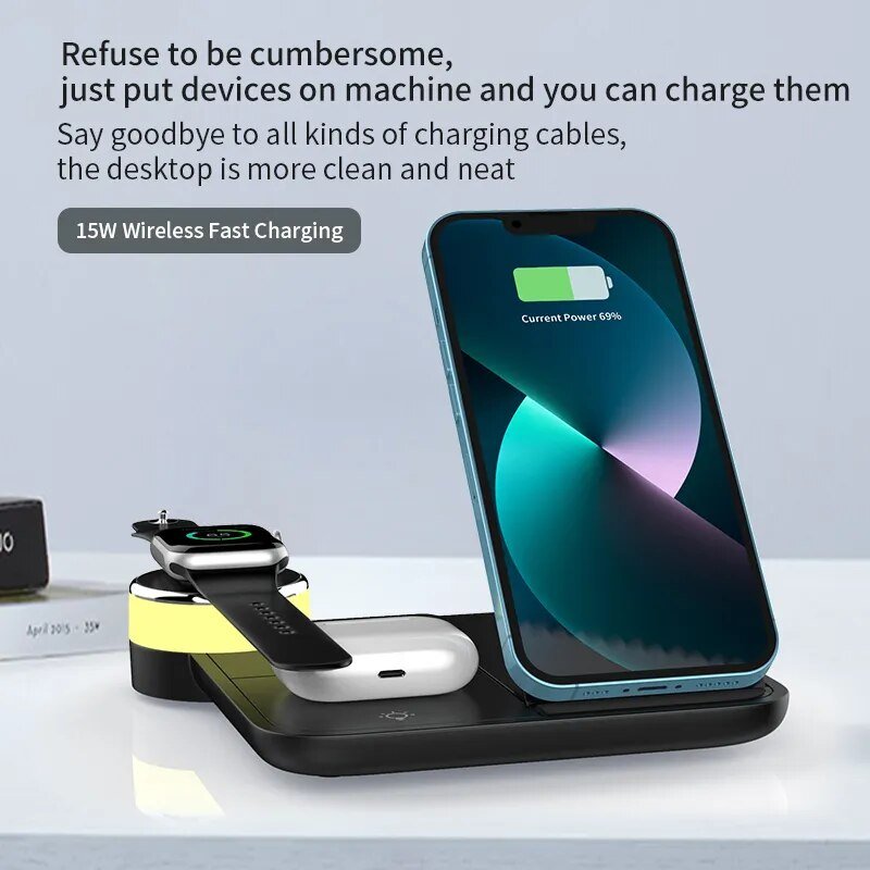 GlowCharge: 4-in-1 Illuminated Wireless Convenience - YOLO Yard Wireless Charger apple applewatch bestdeals