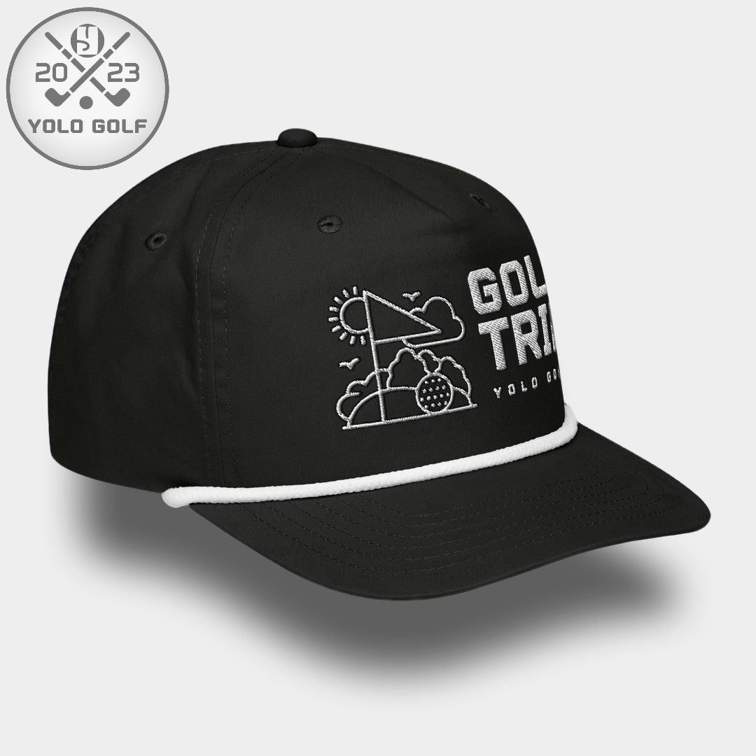 Shop best "Golf Trip" Rope Cap (Silver/Black Embroidery) at YOLO Yard