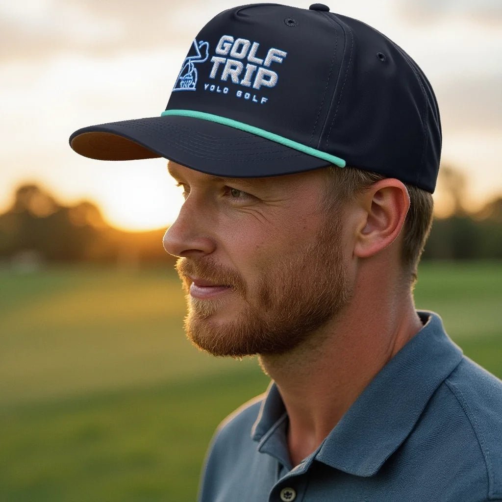 Shop best "Golf Trip" Rope Cap (White Teal Embroidery) at YOLO Yard