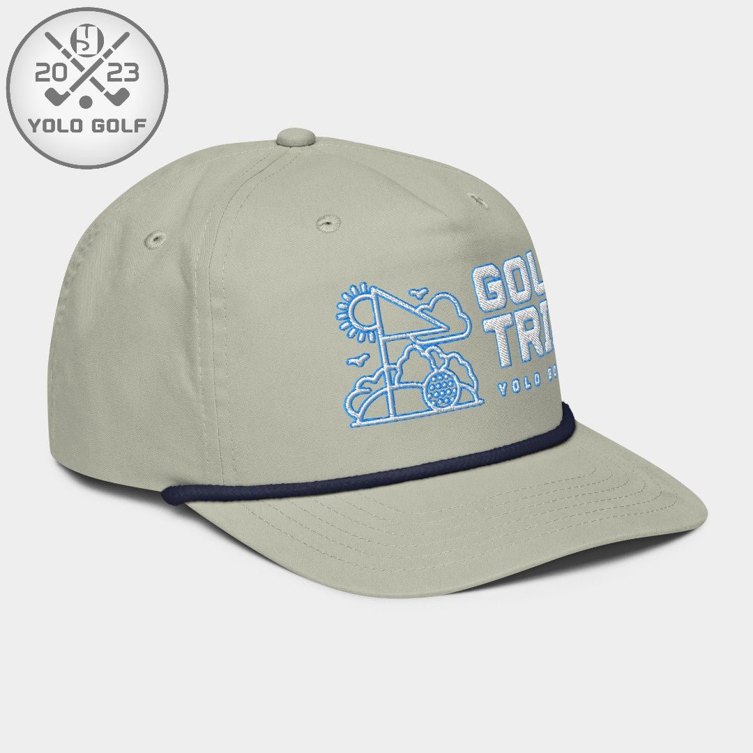 Shop best "Golf Trip" Rope Cap (White Teal Embroidery) at YOLO Yard