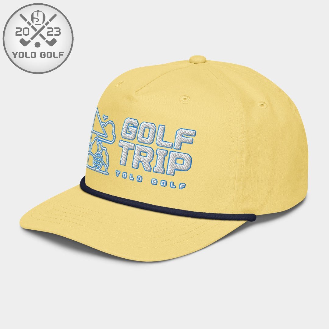 Shop best "Golf Trip" Rope Cap (White Teal Embroidery) at YOLO Yard