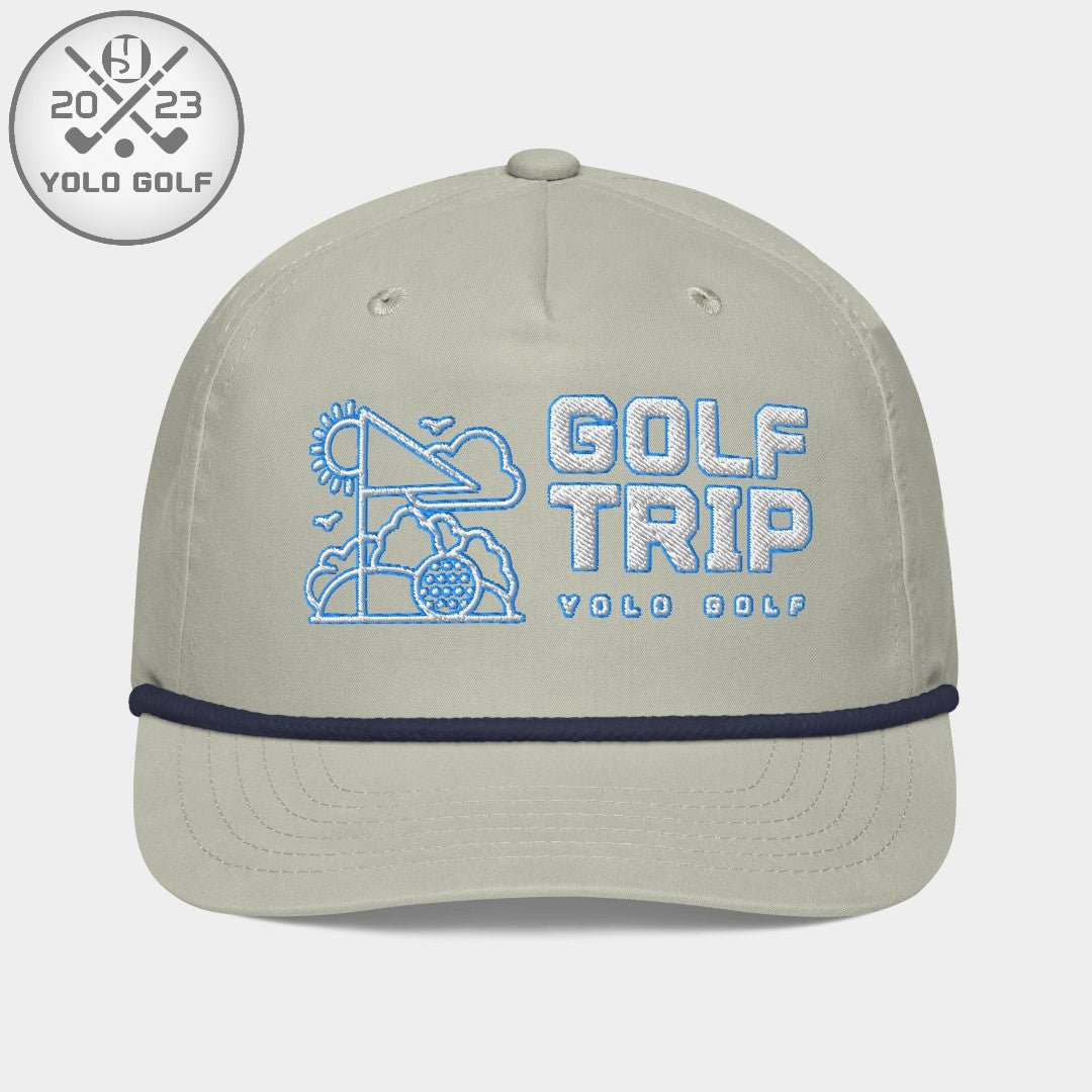 Shop best "Golf Trip" Rope Cap (White Teal Embroidery) at YOLO Yard