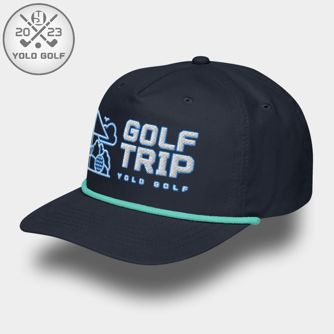 Shop best "Golf Trip" Rope Cap (White Teal Embroidery) at YOLO Yard