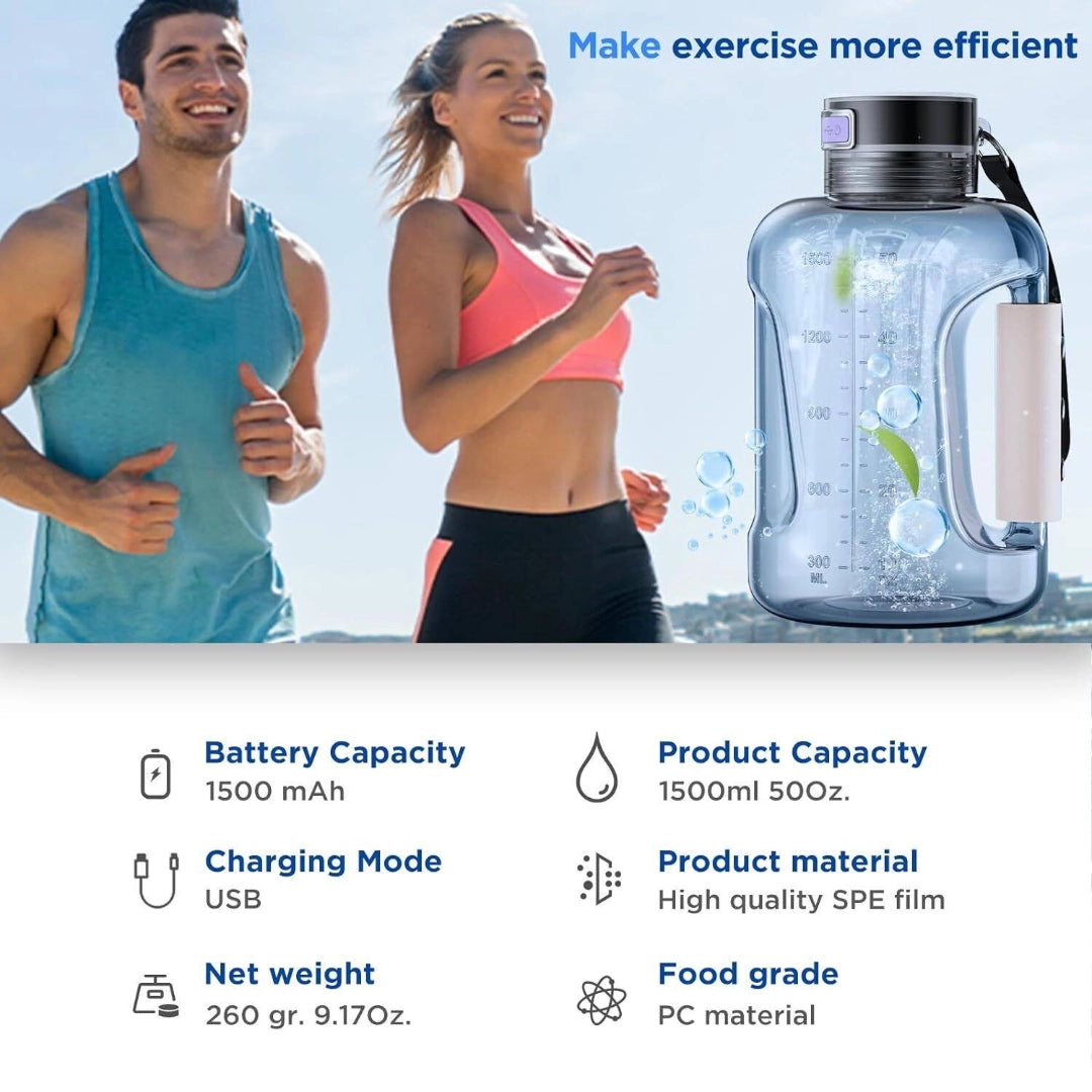 HydroBoost hydrogen water bottle with exercise benefits, product specifications, and high-quality materials.