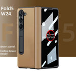 Leather Privacy Armor 360 Case Galaxy Z Fold 5 4 3 Privacy Screen Protector Genuine Napa Leather Magnetic Hinge Kickstand