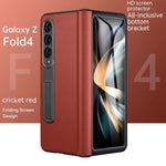 Leather Privacy Armor 360 Case Galaxy Z Fold 5 4 3 Privacy Screen Protector Genuine Napa Leather Magnetic Hinge Kickstand