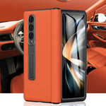 Leather Privacy Armor 360 Case Galaxy Z Fold 5 4 3 Privacy Screen Protector Genuine Napa Leather Magnetic Hinge Kickstand