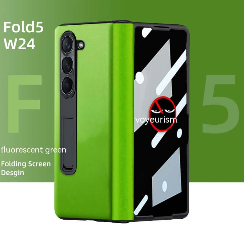 Leather Privacy Armor 360 Case Galaxy Z Fold 5 4 3 Privacy Screen Protector Genuine Napa Leather Magnetic Hinge Kickstand