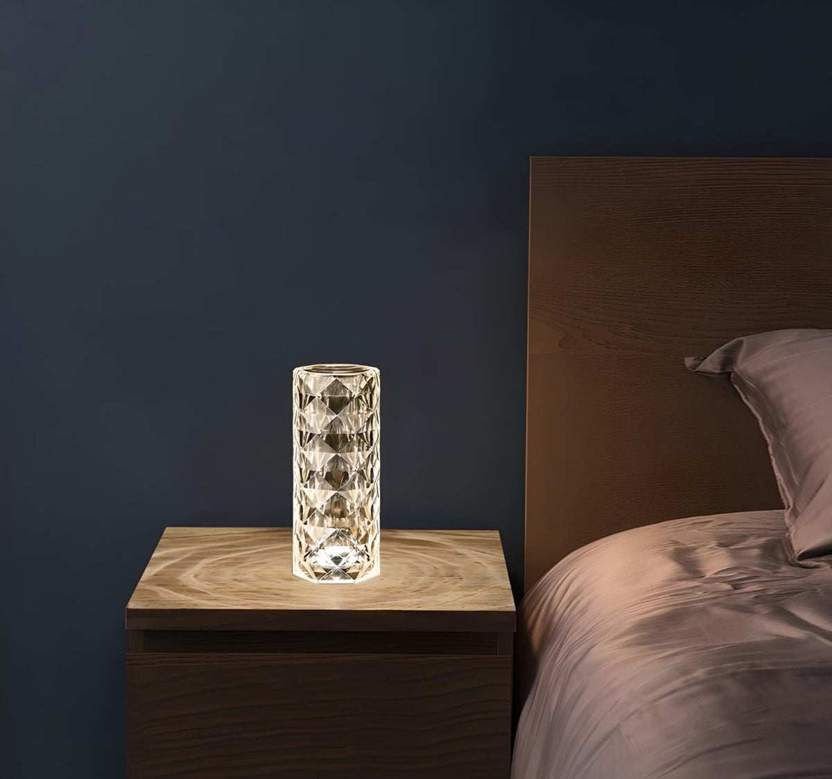 Nordic Crystal Lamp | LED Projector Display | Touch Dimming | Atmosphere Night Light | Home Bedroom Decor | USB trending YOLO