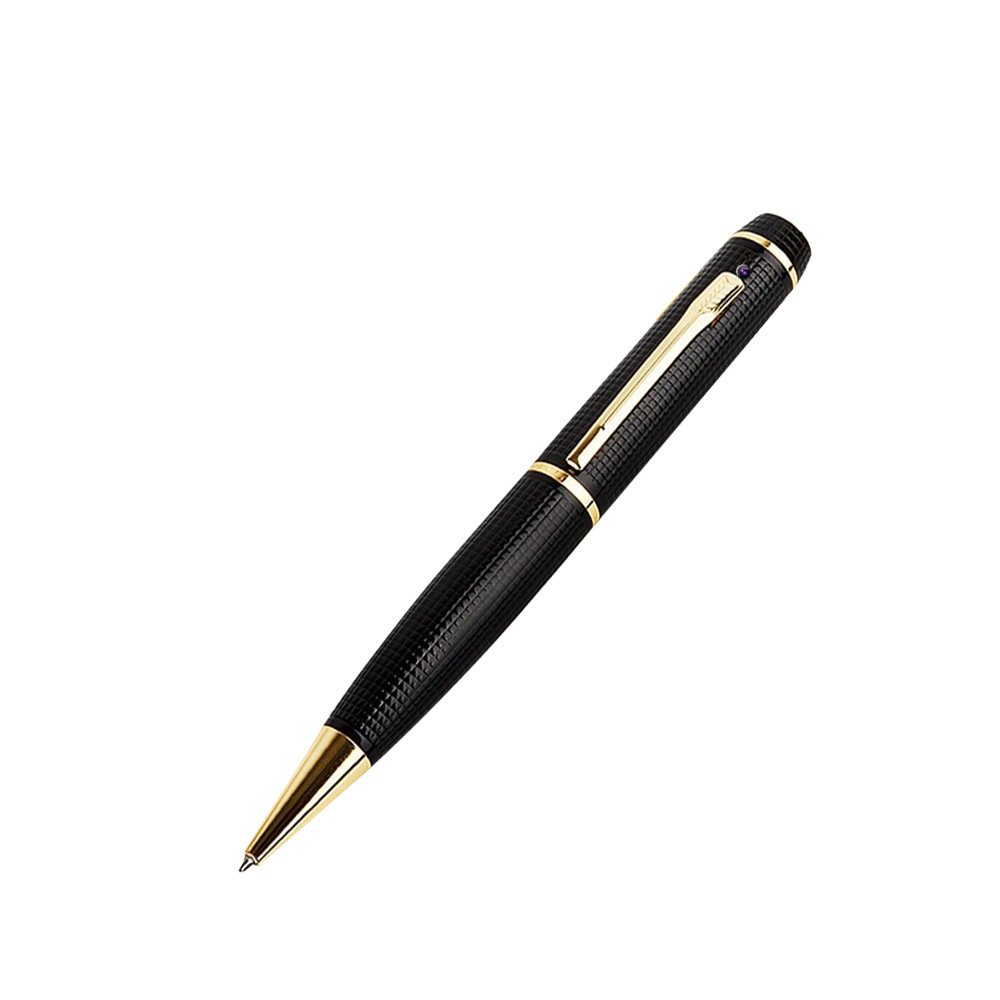 OmniSmart HD Video Recorder Pen in black and gold finish, designed for discreet video recording and elegant appearance.