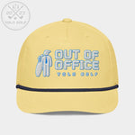 Shop best "Out of Office" Golf Rope Cap (White Teal Embroidery) at YOLO Yard