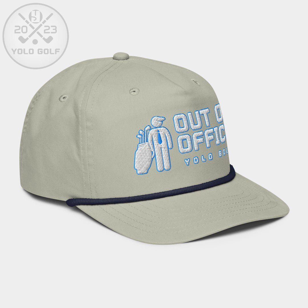 Shop best "Out of Office" Golf Rope Cap (White Teal Embroidery) at YOLO Yard