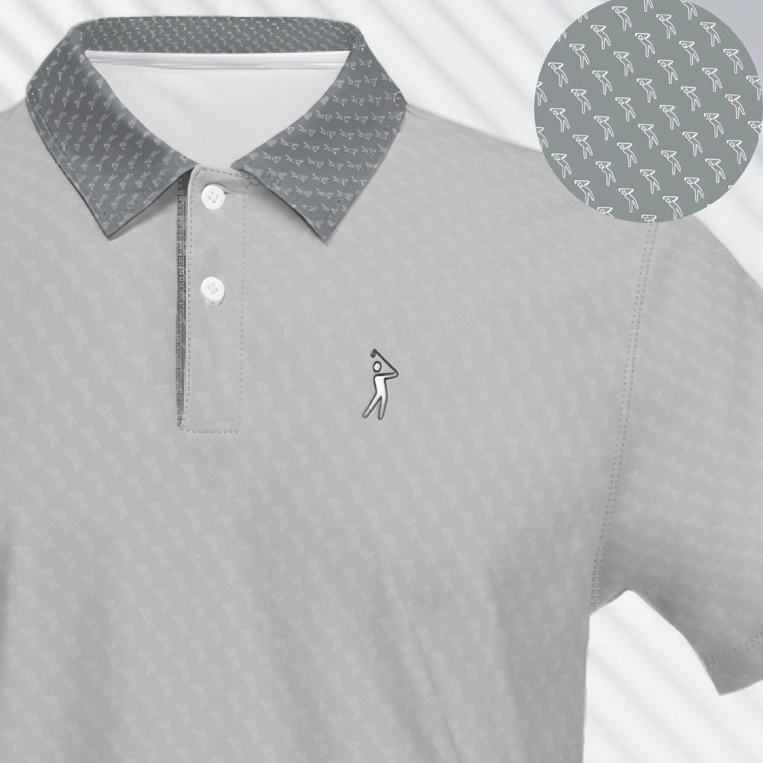 Close-up of Pebble Gray Swingman Polo Shirt from 