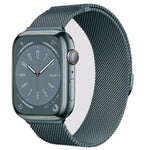 Silver Milanese loop strap for Apple Watch, crafted from premium stainless steel for a durable and elegant accessory.