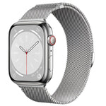 Red Milanese steel loop strap for Apple Watch, providing a bold and vibrant option for smartwatch customization.