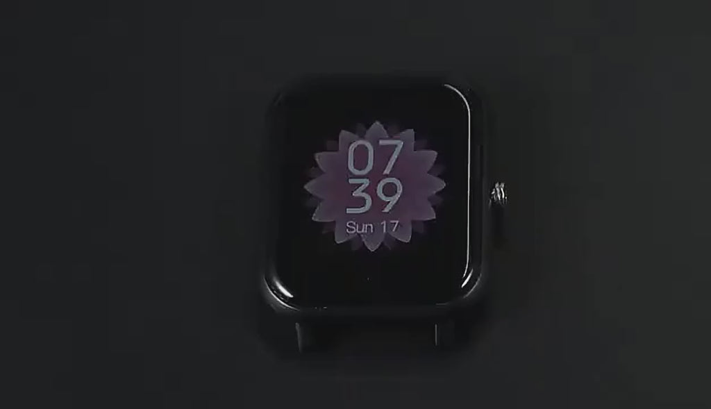 demo of 1.7in (44mm) Q9 Smart Watch with health monitoring, black design, featuring a vibrant display and waterproof IP68 rating.