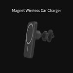 Side view of the AutoCharge MagMount magnetic wireless car charger with vent bracket, highlighting its compact design.