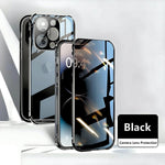 Black Privacy Guard iPhone case with camera lens protection and tempered glass. Anti-scratch and anti-peep design for privacy.