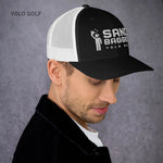 Black and white Sandbagger 6-panel trucker hat with 