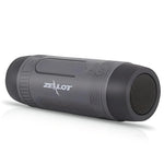 Black Zealot S1 portable Bluetooth wireless speaker with LED flashlight, waterproof design, and stereo surround subwoofer.