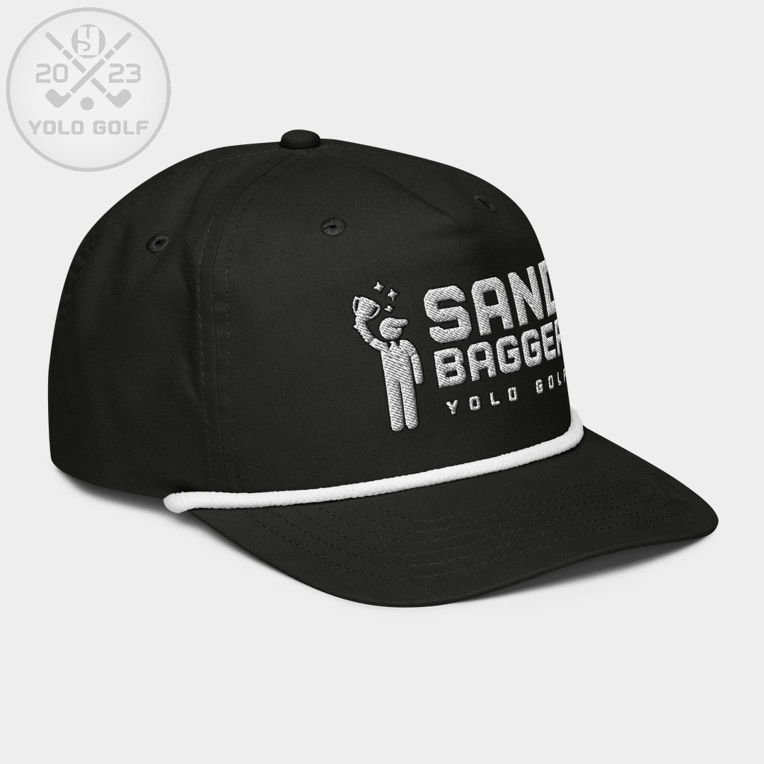 Shop best "Sandbagger" Embroidered Logo Contrast Rope Hat (Silver/Black) at YOLO Yard