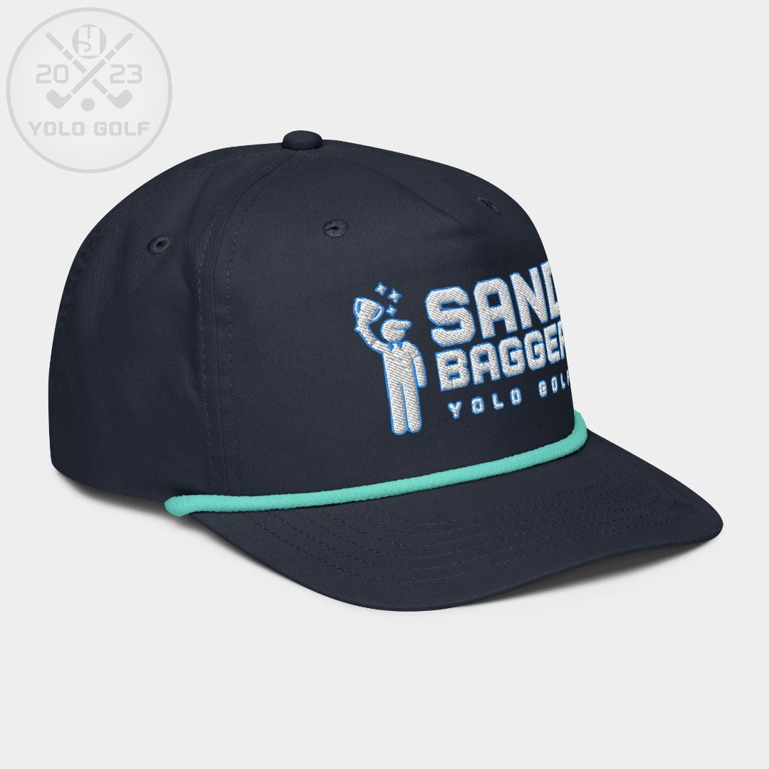 Shop best "Sandbagger" Embroidered Logo Contrast Rope Hat (Silver/Teal) at YOLO Yard