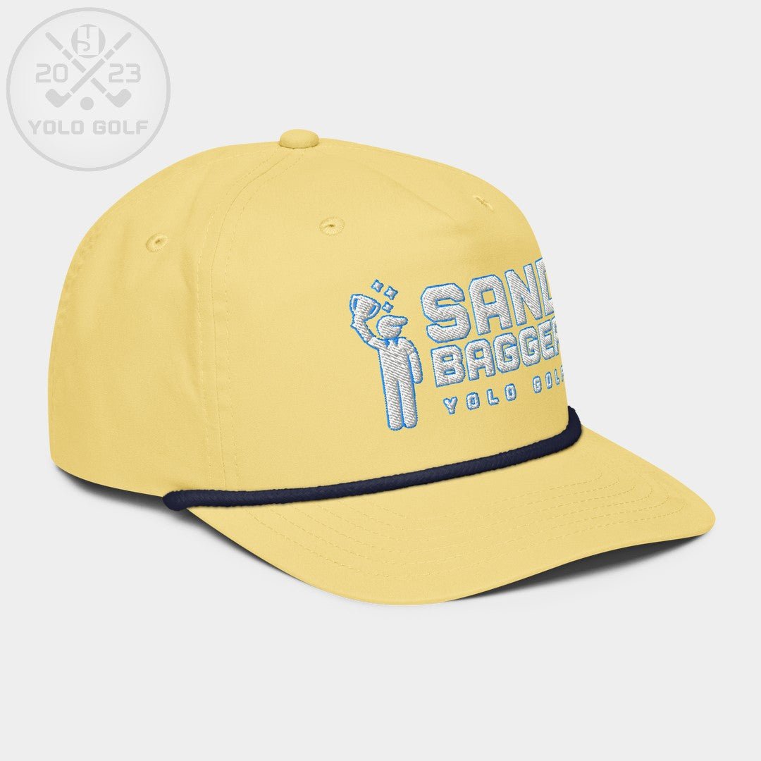 Shop best "Sandbagger" Embroidered Logo Contrast Rope Hat (Silver/Teal) at YOLO Yard