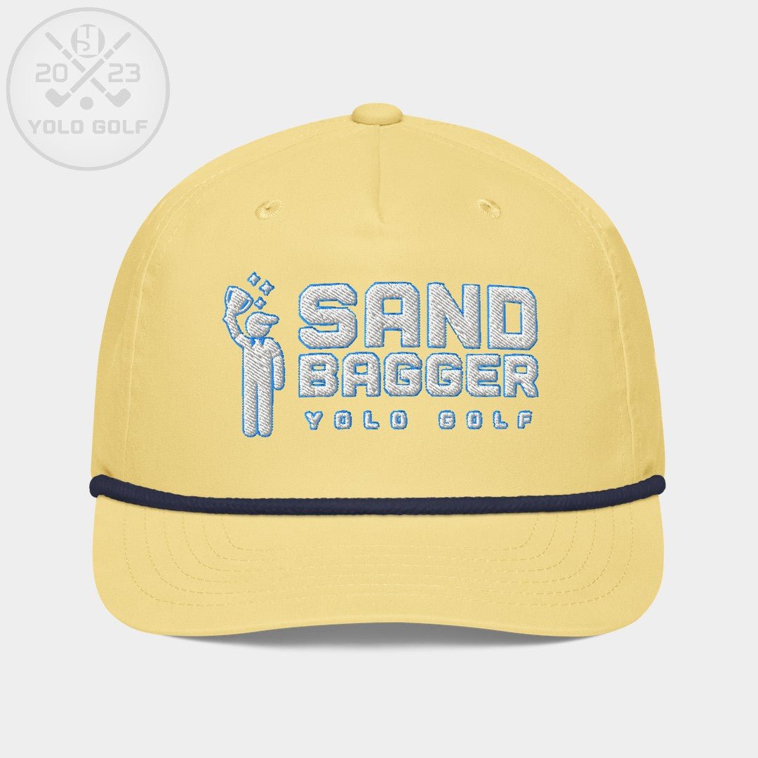 Shop best "Sandbagger" Embroidered Logo Contrast Rope Hat (Silver/Teal) at YOLO Yard