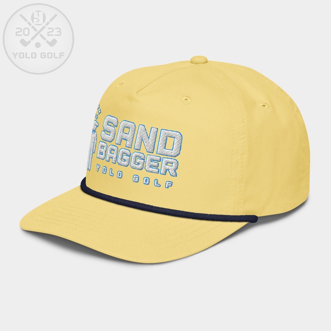 Shop best "Sandbagger" Embroidered Logo Contrast Rope Hat (Silver/Teal) at YOLO Yard