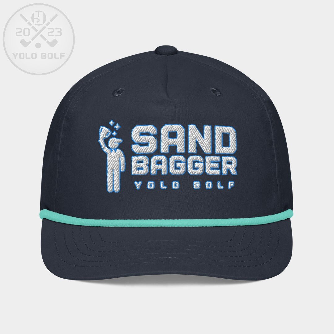 Shop best "Sandbagger" Embroidered Logo Contrast Rope Hat (Silver/Teal) at YOLO Yard