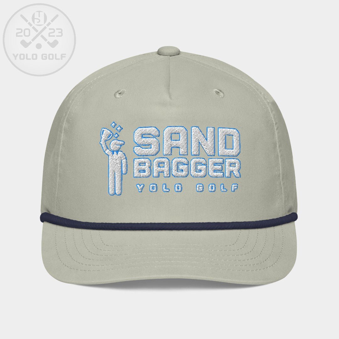 Shop best "Sandbagger" Embroidered Logo Contrast Rope Hat (Silver/Teal) at YOLO Yard