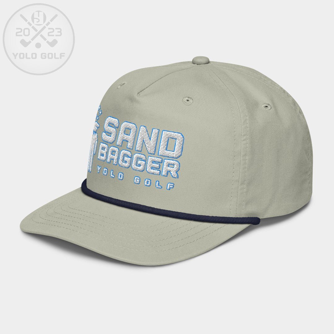 Shop best "Sandbagger" Embroidered Logo Contrast Rope Hat (Silver/Teal) at YOLO Yard