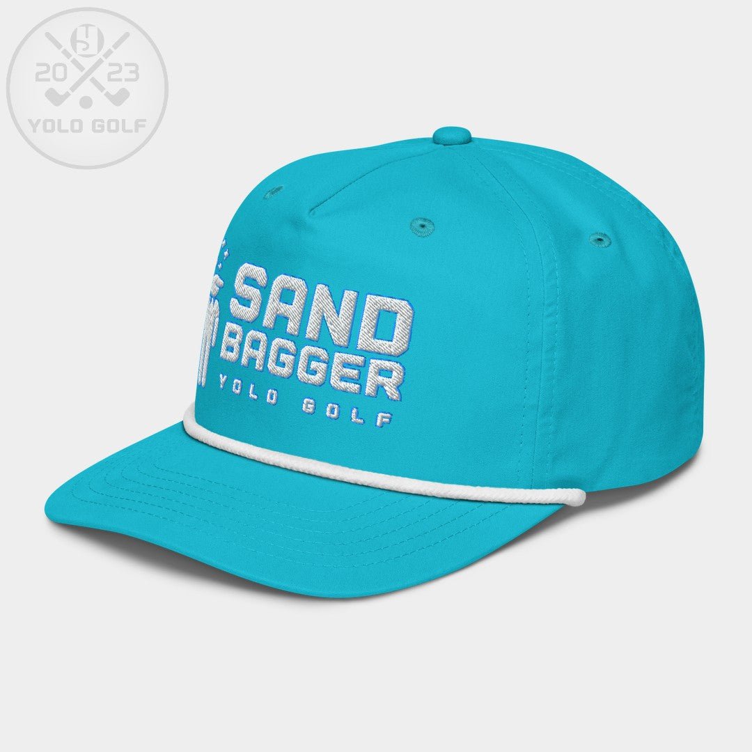 Shop best "Sandbagger" Embroidered Logo Contrast Rope Hat (Silver/Teal) at YOLO Yard