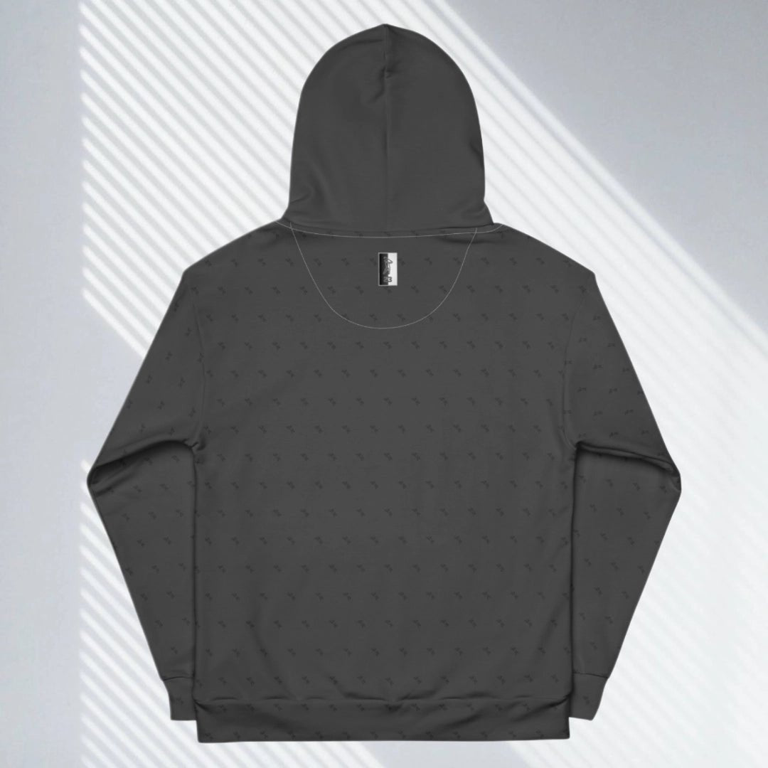 Back view of 'Swing23' charcoal hoodie from 