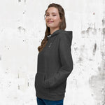 Side view of women's 'Swing23' charcoal hoodie from 