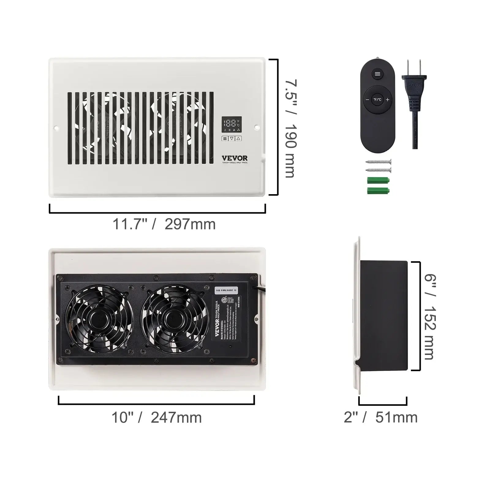 Shop VeFlow Air Booster Fan | Smart Register Vent | Airflow Auto - adjust | Remote on sale best Register Vent Booster YOLO