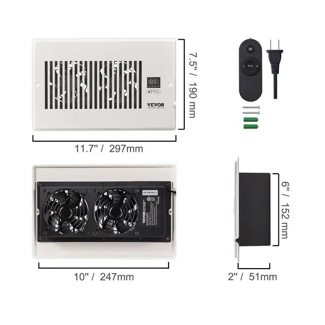 Shop deals VeFlow Air Booster Fan | Smart Register Vent | Airflow Auto - adjust | Remote on sale best Register Vent Booster