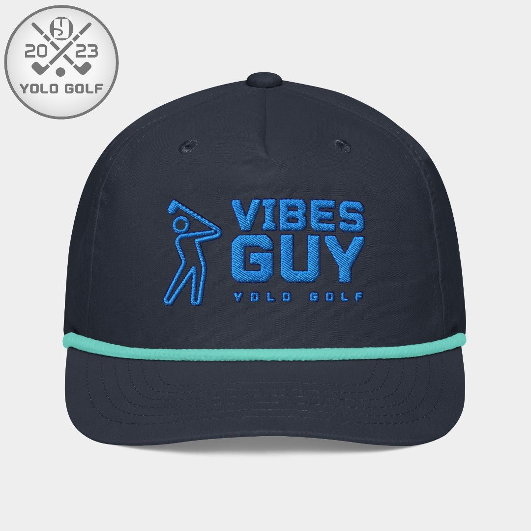 Black 'Vibes Guy' golf rope cap with 