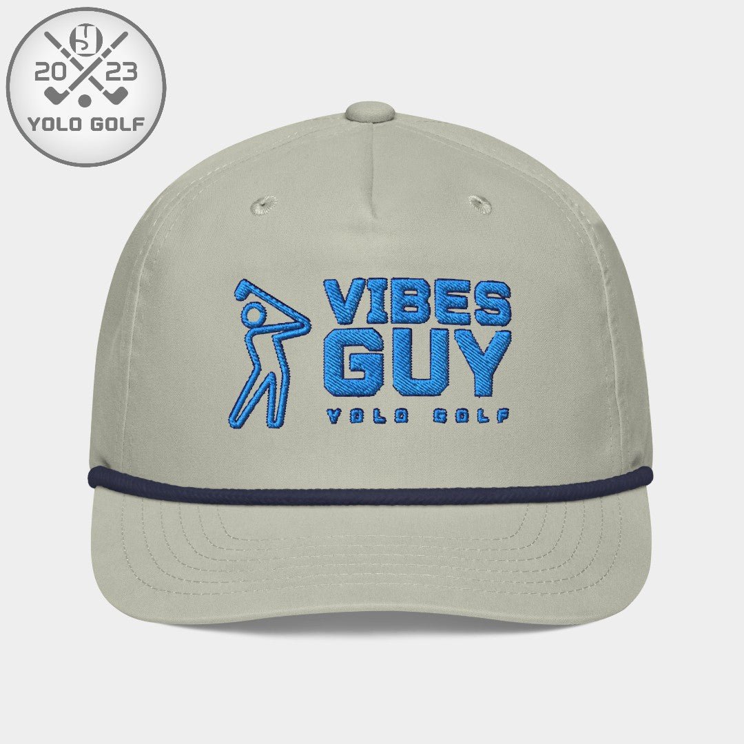 Light gray 'Vibes Guy' golf rope cap with 