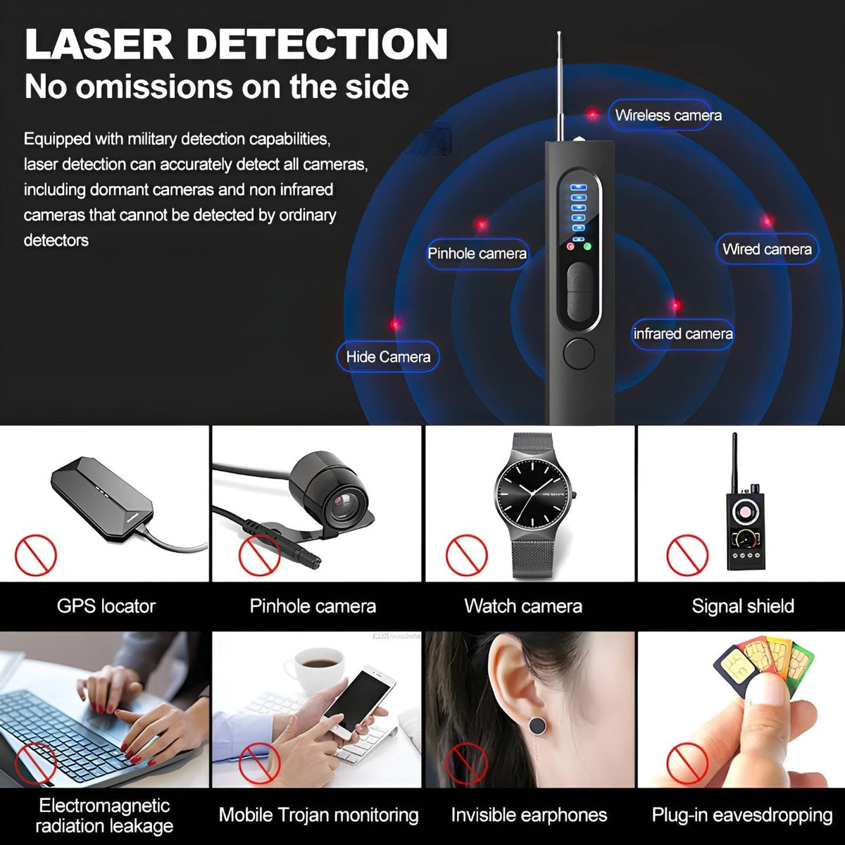 Wireless RF Signal Detector Anti-Spy Camera Scanner Magnetic GPS Location Tracker Hidden Device Locator trending YOLO Yard