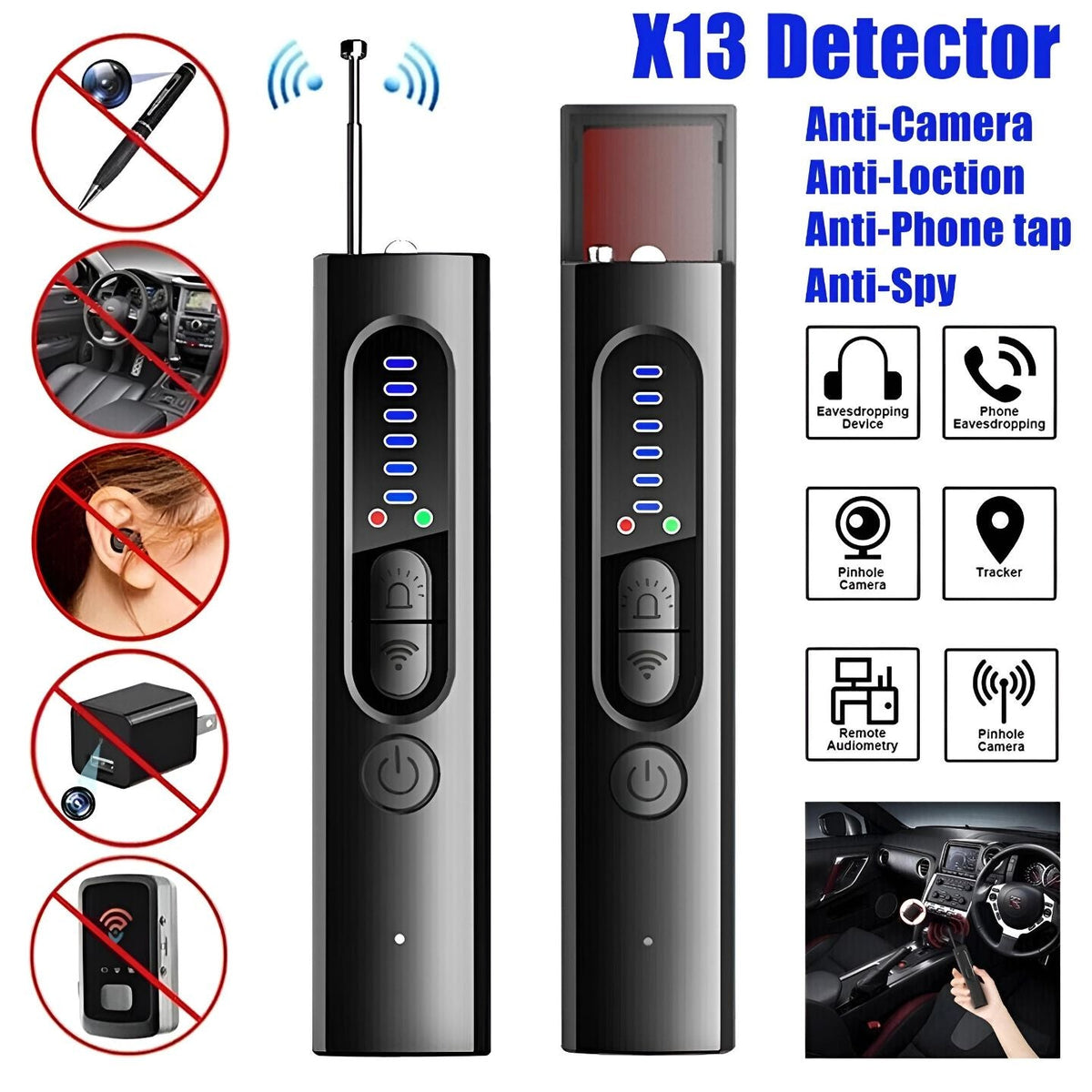 Wireless RF Signal Detector Anti-Spy Camera Scanner Magnetic GPS Location Tracker Hidden Device Locator trending YOLO Yard